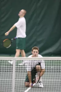 Seniors John Stratton and Austin Brooks advanced to the second round in doubles play.