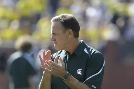 Coach Dantonio on the sidelines before the game.
