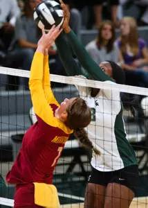 Alexis Mathews averaged 2.1 blocks per set last weekend against Michigan and Northwestern.