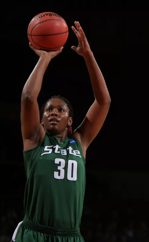 Sophomore Lykendra Johnson posted eight points, nine rebounds and three blocks in the Spartans' season-ending loss.