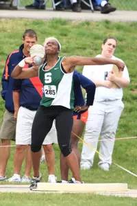 Ashley Lawrence placed first in the shot put with a distance of 14.27m.