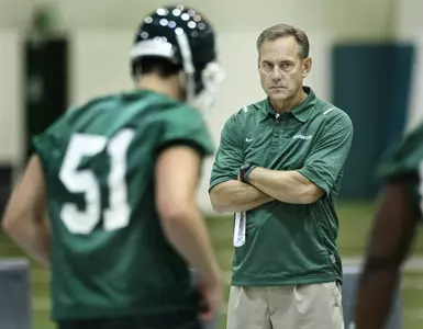 Coach Mark Dantonio sent the Spartans through their first practice of the 2010 season Monday afternoon.