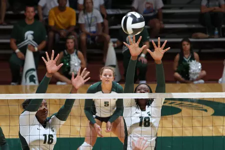 Red-shirt freshman Alexis Mathews ranks second in the Big Ten with 1.24 blocks per set average.