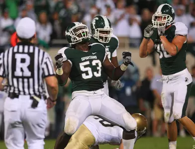 Greg Jones leads the Big Ten with 29 tackles (9.7 avg.) through three games.