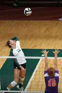 Junior Natalie Emro had a team-high 18 assists along with eight kills.