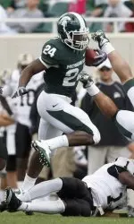 Le'Veon Bell rushed 10 times for 141 yards and scored twice in MSU's 38-14 victory over Western Michigan in the 2010 season opener.
