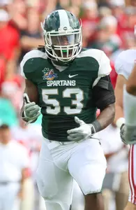 Greg Jones finishes his illustrious Spartan career with 465 career tackles, third most in school history.