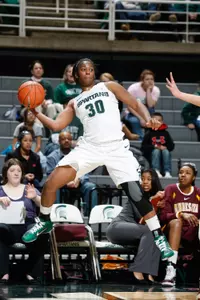 Lykendra Johnson hit 20 points and had 17 rebounds for the Spartans in Sunday's win over Minnesota.