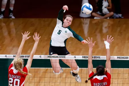 Senior Jenilee Rathje paced MSU with 23 kills against Northwestern on Friday.