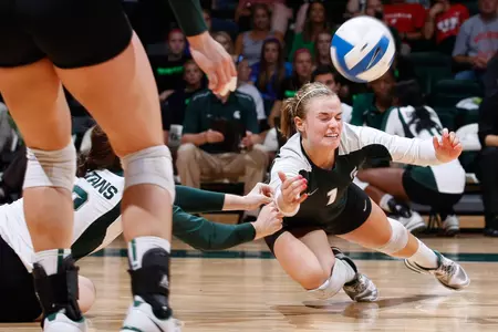 Freshman Kori Moster tallied a career-best 28 digs in her return to Ohio on Saturday night.