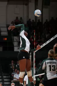 Sophomore Alexis Mathews tallied a career-high 13 kills against Indiana on Wednesday night.