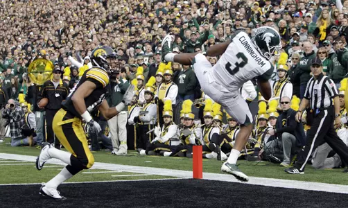 B.J. Cunningham tied his career high with two TD catches at Iowa Saturday, including this 22-yard touchdown grab in the second quarter.