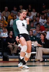 Senior Jenilee Rathje was one of two seniors to record a double-double against the Illini on Friday night.