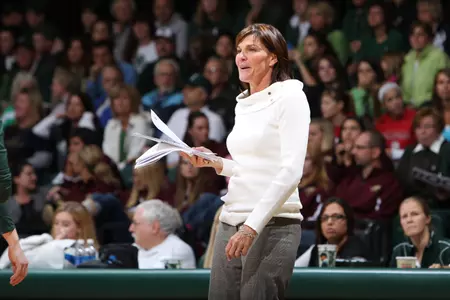 Head coach Cathy George will lead the Spartans into their 14th NCAA Tournament this weekend, drawing Arizona in the opening round.