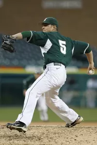 Andrew Waszak allowed just one run in seven innings to earn the win in last year's 3-1 victory over Central Michigan at Comerica Park.
