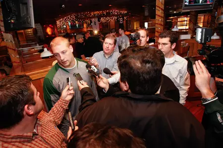 Linebacker Max Bullough met with reporters at Outback Steakhouse on Monday afternoon to preview the 2012 Outback Bowl.