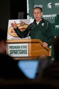 MSU head coach Mark Dantonio held his Outback Bowl media day press conference Tuesday in the Smith Center Auditorium.
