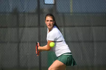 Freshman Marina Bohrer recorded both a singles and doubes victory today.