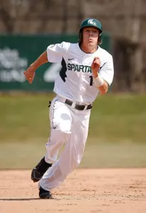 Brandon Eckerle and the Spartans will take on Oakland in a doubleheader on Tuesday at Cooley Law School Stadium in Lansing.