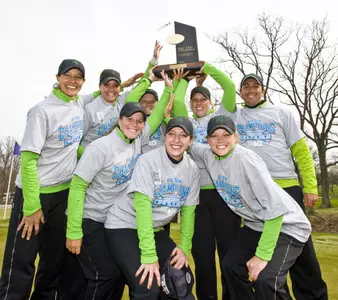Michigan State hoists the Big Ten trophy after winning the program's ninth Big Ten title on Sunday.
