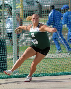 Sophomore Beth Rohl finished third in the discus throw with a toss of 53.74m.