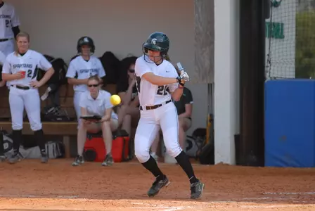 Senior Karen Fox led MSU with a 3-for-5 performance at the plate against Purdue today.