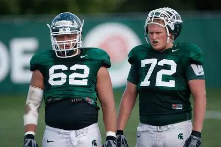 Offensive coordinator Dan Roushar on junior right guard Chris McDonald: "He's playing as well as we've seen him play."