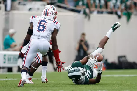 B.J. Cunningham became MSU's all-time leader in receptions with this acrobatic 7-yard grab on the first series of Saturday's game against FAU.