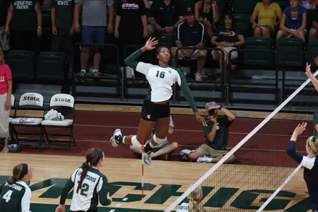Senior Kyndra Abron is one of two Spartans ranked in the top-100 nationally in hitting percentage.