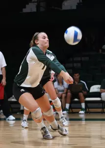 Freshman Kori Moster led the team with 13 digs against Purdue.