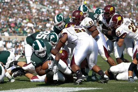 Le'Veon Bell scores his first of three first-half rushing touchdowns against Central Michigan.