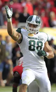 Brian Linthicum recorded career highs in both receptions (7) and receiving yards (115) in MSU's win over Georgia on Monday.