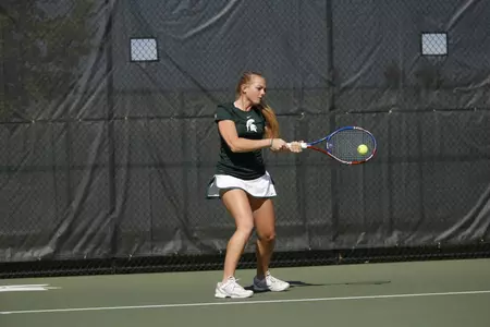 Freshman Julianne Gruber notched both a single and doubles victory against Oakland.