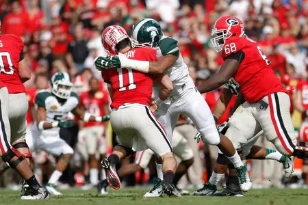 William Gholston tied MSU's bowl record with five tackles for loss, including a career-best two sacks, against Georgia.