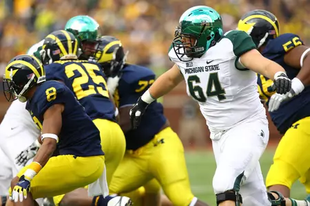 Blake Treadwell missed the first four games of the season with a knee injury but is now back in the starting lineup at left guard.