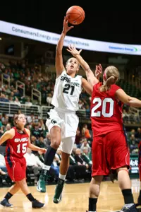 Junior Klarissa Bell scored a career high 20 points Thursday to lead MSU to a 60-49 win at Eastern Michigan.