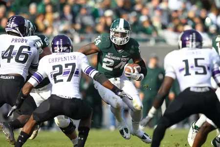 Le'Veon Bell rushed for 133 yards in MSU's 23-20 loss to Northwestern.