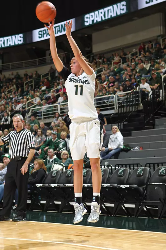 Junior Annalise Pickrel has increased her scoring average to 11.3 points this season, after averaging just 2.5 points last season.