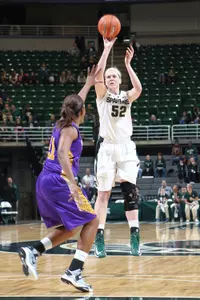 Sophomore Becca Mills and the Spartans are 3-2 all-time in the ACC/Big Ten Challenge.