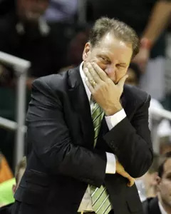 Coach Tom Izzo watches the final seconds of the game