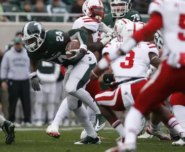 Le'Veon Bell recorded his fifth 100-yard rushing game of the season, with 188 yards and two TDs against Nebraska.