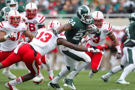 Le'Veon Bell rushed for 188 yards and two touchdowns against No. 21 Nebraska.
