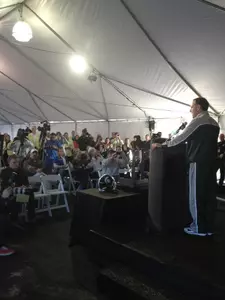MSU head coach Mark Dantonio talks to reporters following the team's arrival to Phoenix on Monday afternoon. (Photo courtesy of the Buffalo Wild Wings Bowl)