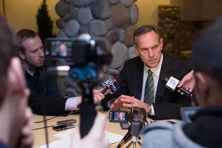 Following Sunday's team banquet, Coach Dantonio met with the media to talk about MSU playing in the Buffalo Wild Wings Bowl.