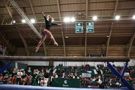 Sarena Bumbarger notched a career-best 9.825 on the balance beam.