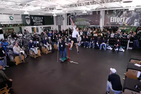 Keith Nichol impressed NFL scouts with his 39 1/2-inch vertical jump during MSU's Pro Day.