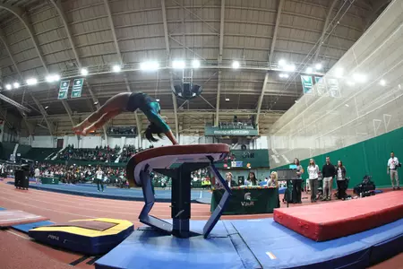 Redshirt sophomore Taira Neal scored a 9.925 on the vault for the fourth time this year.