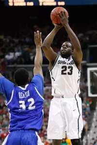 All-American Draymond Green played another solid all-around game in MSU's third-round victory over Saint Louis, with 16 points, 13 rebounds, six assists and two steals.