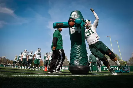 This spring, Tyler Hoover is making the transition from defensive end inside to defensive tackle.