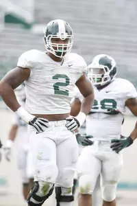 William Gholston recorded five tackles in the first spring scrimmage, including two sacks (19 yards).